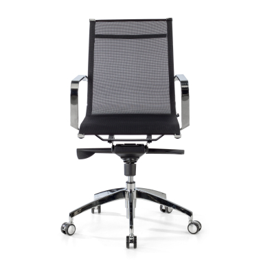 fauteuil de bureau noir structure chromee rouge maille accoudoirs fixes 3