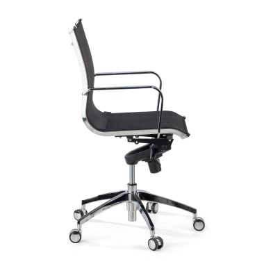 fauteuil de bureau noir structure chromee rouge maille accoudoirs fixes 4