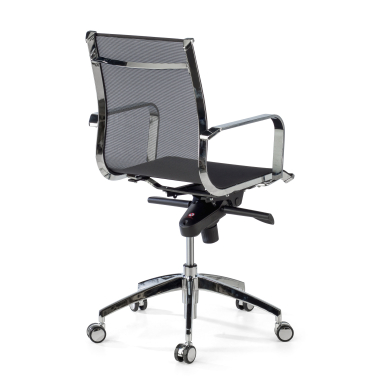 fauteuil de bureau noir structure chromee rouge maille accoudoirs fixes 5