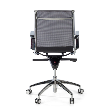 fauteuil de bureau noir structure chromee rouge maille accoudoirs fixes 6