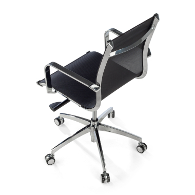 fauteuil de bureau noir structure chromee rouge maille accoudoirs fixes 7