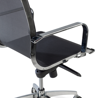fauteuil de bureau noir structure chromee rouge maille accoudoirs fixes 8