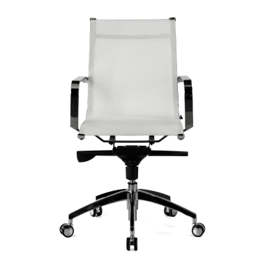 fauteuil de bureau blanc structure chromee rouge maille accoudoirs fixes 3