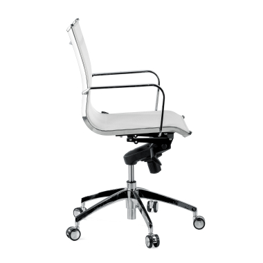 fauteuil de bureau blanc structure chromee rouge maille accoudoirs fixes 4