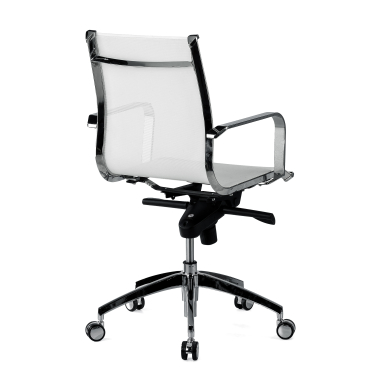fauteuil de bureau blanc structure chromee rouge maille accoudoirs fixes 5