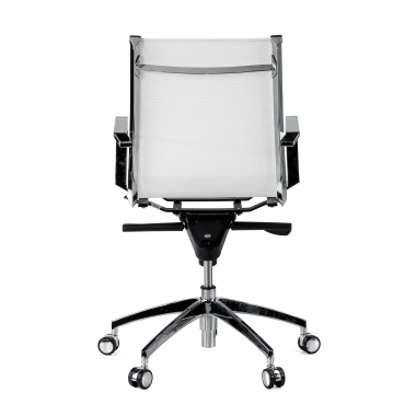 fauteuil de bureau blanc structure chromee rouge maille accoudoirs fixes 6