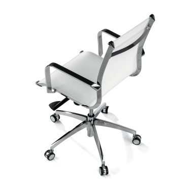 fauteuil de bureau blanc structure chromee rouge maille accoudoirs fixes 7