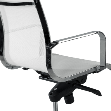 fauteuil de bureau blanc structure chromee rouge maille accoudoirs fixes 9