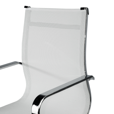 fauteuil de bureau blanc structure chromee rouge maille accoudoirs fixes 8