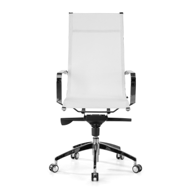 chaise de bureau blanc structure chromee rouge maille accoudoirs fixes 3
