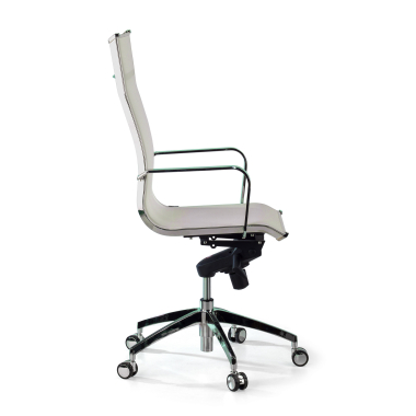 chaise de bureau blanc structure chromee rouge maille accoudoirs fixes 10