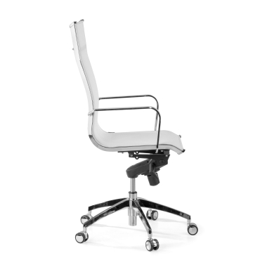 chaise de bureau blanc structure chromee rouge maille accoudoirs fixes 6