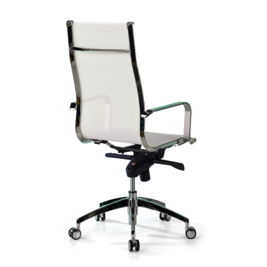 chaise de bureau blanc structure chromee rouge maille accoudoirs fixes 7