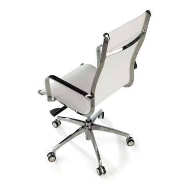 chaise de bureau blanc structure chromee rouge maille accoudoirs fixes 8