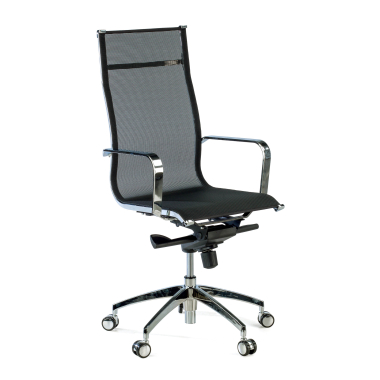 chaise de bureau noir structure chromee rouge maille accoudoirs fixes 1