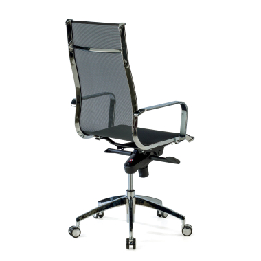 chaise de bureau noir structure chromee rouge maille accoudoirs fixes 9