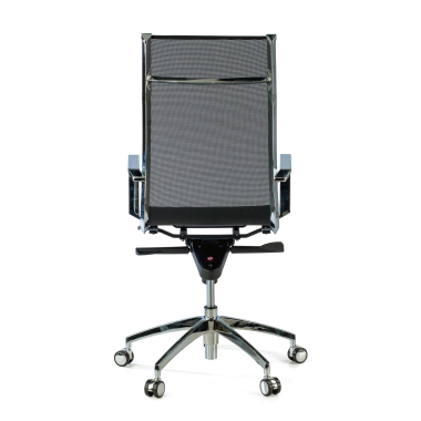 chaise de bureau noir structure chromee rouge maille accoudoirs fixes 7