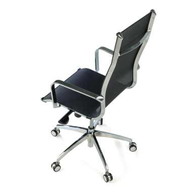 chaise de bureau noir structure chromee rouge maille accoudoirs fixes 8