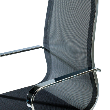 chaise de bureau noir structure chromee rouge maille accoudoirs fixes 5