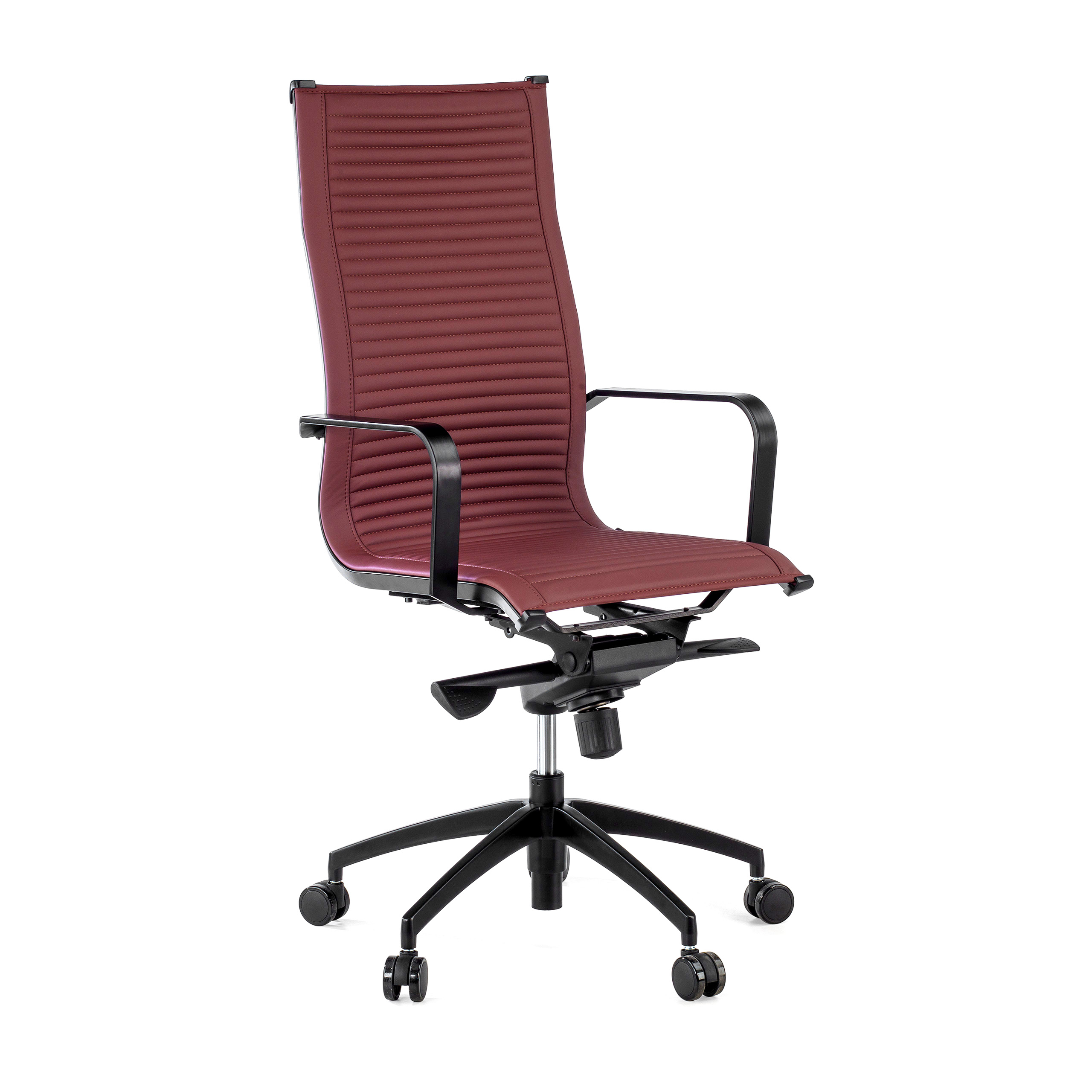 Fauteuil de bureau design Brenton, dossier haut, structure noire, similicuir