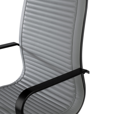 fauteuil de bureau gris structure noire similicuir simil cuir accoudoirs fixes 5