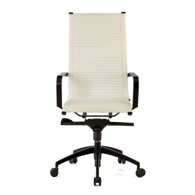 fauteuil de bureau blanc structure noire similicuir simil cuir accoudoirs fixes 3