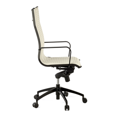 fauteuil de bureau blanc structure noire similicuir simil cuir accoudoirs fixes 6