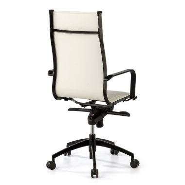 fauteuil de bureau blanc structure noire similicuir simil cuir accoudoirs fixes 7