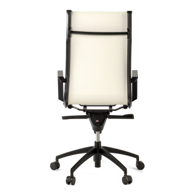 fauteuil de bureau blanc structure noire similicuir simil cuir accoudoirs fixes 8