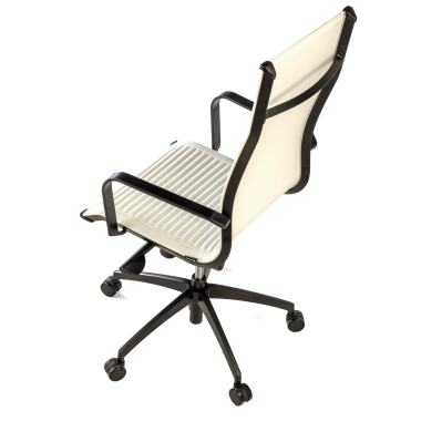 fauteuil de bureau blanc structure noire similicuir simil cuir accoudoirs fixes 9