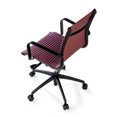 fauteuil de bureau rouge structure noire similicuir simil cuir accoudoirs fixes 7
