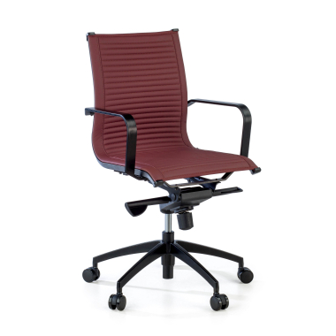 fauteuil de bureau rouge structure noire similicuir simil cuir accoudoirs fixes 1