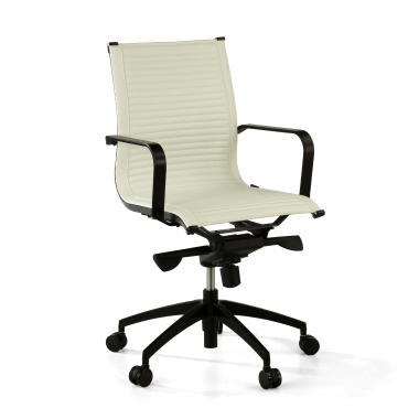 fauteuil de bureau blanc structure noire similicuir simil cuir accoudoirs fixes 1