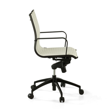 fauteuil de bureau blanc structure noire similicuir simil cuir accoudoirs fixes 4