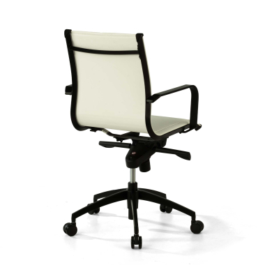fauteuil de bureau blanc structure noire similicuir simil cuir accoudoirs fixes 9