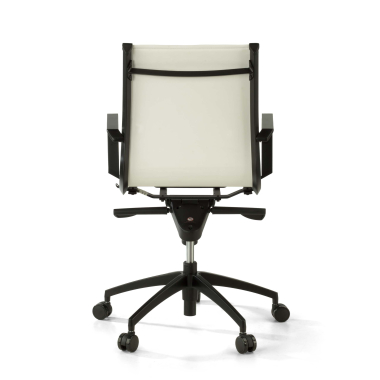 fauteuil de bureau blanc structure noire similicuir simil cuir accoudoirs fixes 7