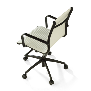 fauteuil de bureau blanc structure noire similicuir simil cuir accoudoirs fixes 8