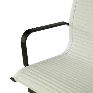 fauteuil de bureau blanc structure noire similicuir simil cuir accoudoirs fixes 5