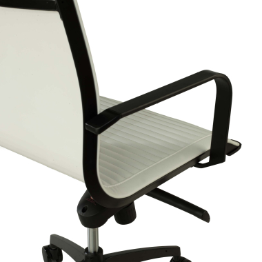 fauteuil de bureau blanc structure noire similicuir simil cuir accoudoirs fixes 6
