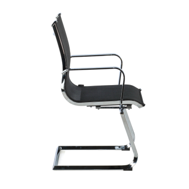 chaise de conference noir structure chromee rouge maille accoudoirs fixes 4