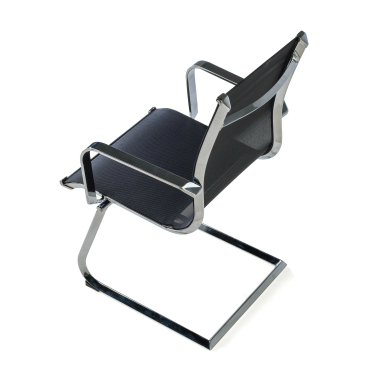 chaise de conference noir structure chromee rouge maille accoudoirs fixes 7