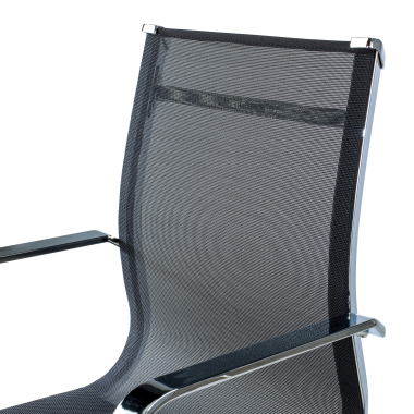 chaise de conference noir structure chromee rouge maille accoudoirs fixes 6