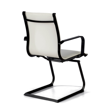 chaise de conference blanc structure noire similicuir simil cuir accoudoirs fixes 9