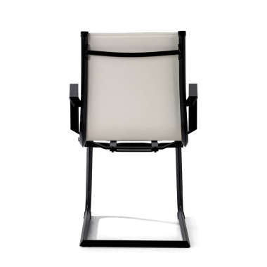 chaise de conference blanc structure noire similicuir simil cuir accoudoirs fixes 7