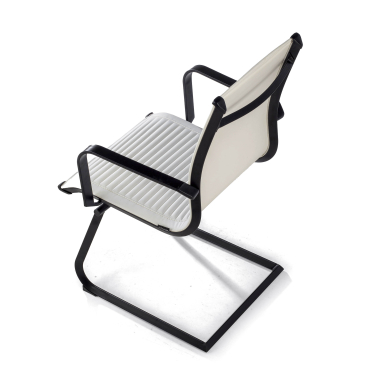 chaise de conference blanc structure noire similicuir simil cuir accoudoirs fixes 8