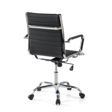chaise de bureau noir dossier bas simil cuir accoudoirs fixes 9