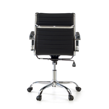 chaise de bureau noir dossier bas simil cuir accoudoirs fixes 6