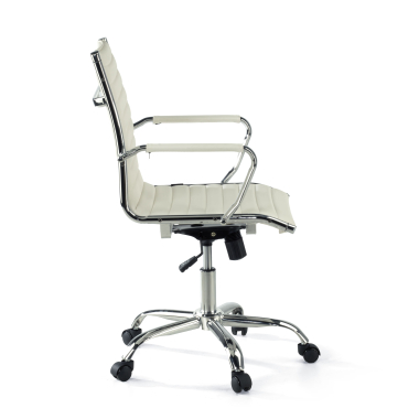 chaise de bureau blanc dossier bas simil cuir accoudoirs fixes 3