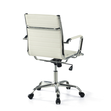 chaise de bureau blanc dossier bas simil cuir accoudoirs fixes 8