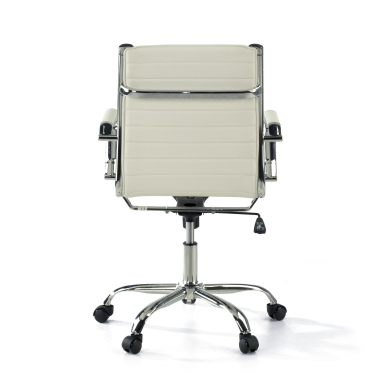 chaise de bureau blanc dossier bas simil cuir accoudoirs fixes 6